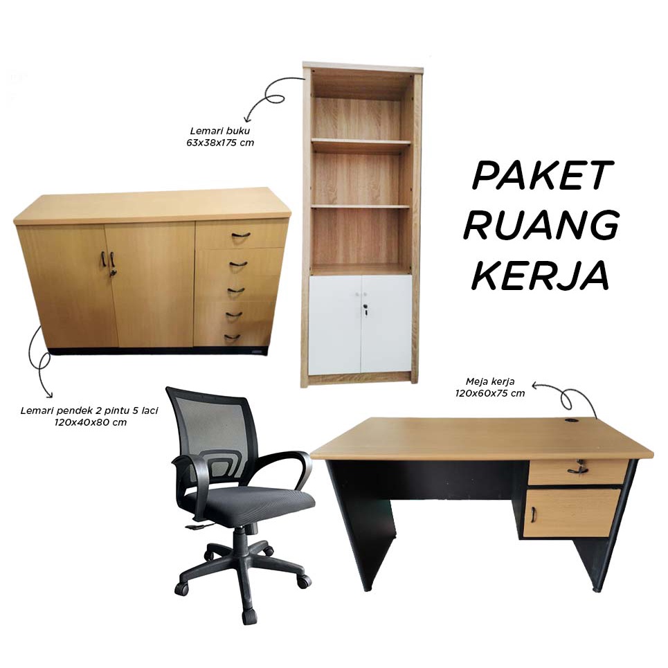 Jual Paket Set Kamar Kerja Minimalis Meja Kantor Kursi Kantor