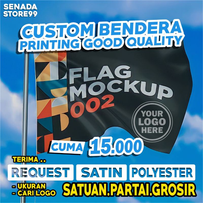 Jual CETAK BENDERA CUSTOM PRINTING BENDERA BAHAN KAIN TEXTILE ASLI