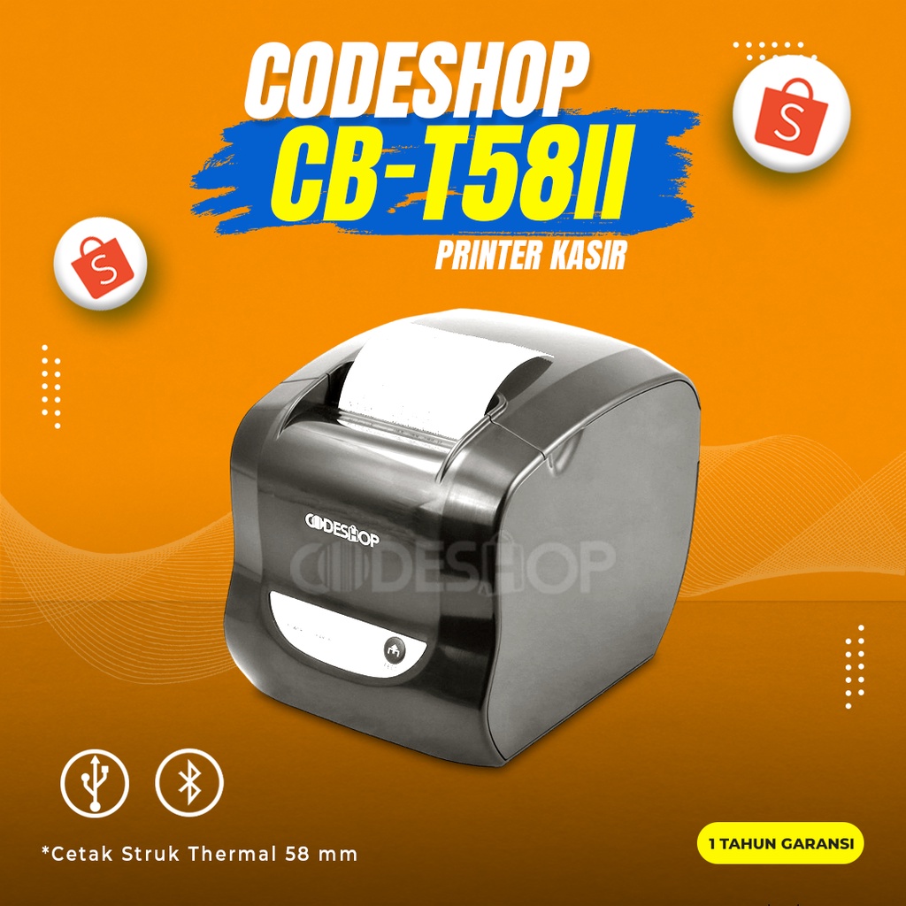 Jual THERMAL PRINTER CBT 58II MEREK CODESHOP CETAK KERTAS THERMAL 58 MM