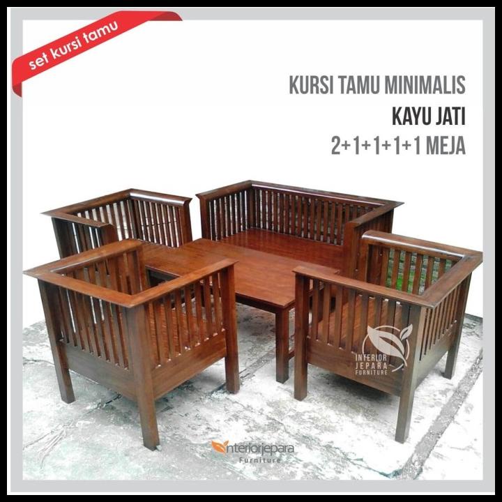 Jual Kursi Tamu Minimalis 2111 Meja Kayu Jati Motif Jeruji Kayu