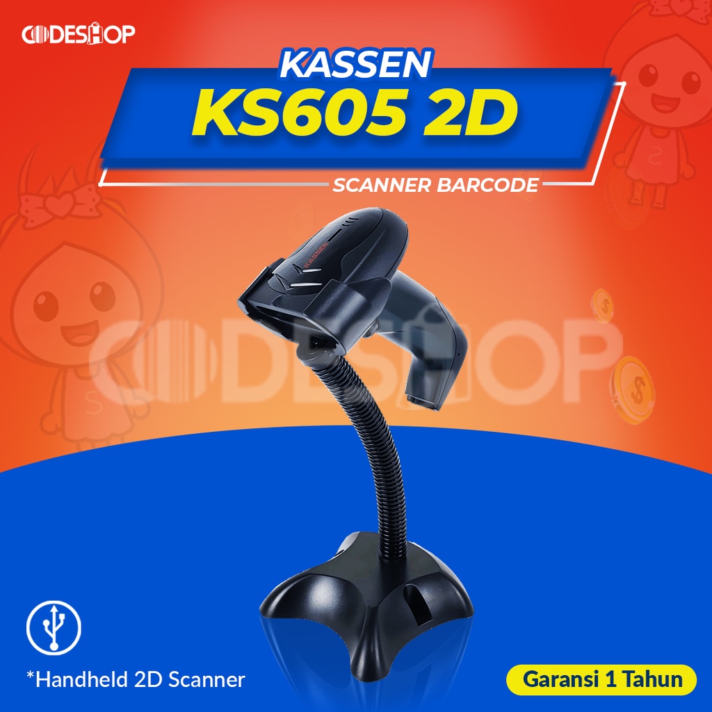 Jual KASSEN KS 605 Laser Barcode QR Code Scanner 1D 2D Original