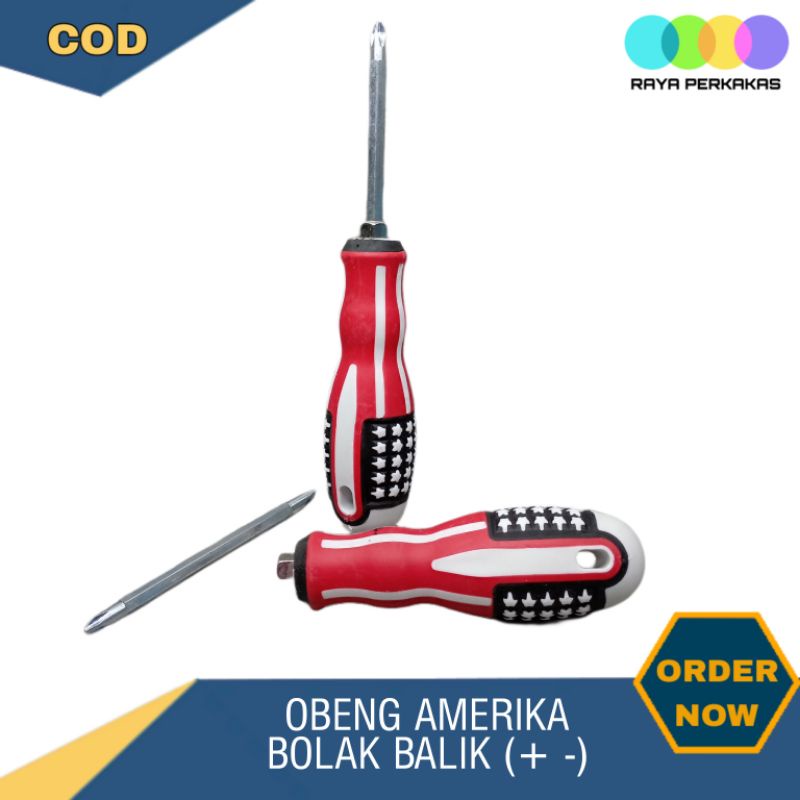 Jual OBENG AMERIKA BOLAK BALIK DUA ARAH 4 OBENG PLUS MINUS Shopee