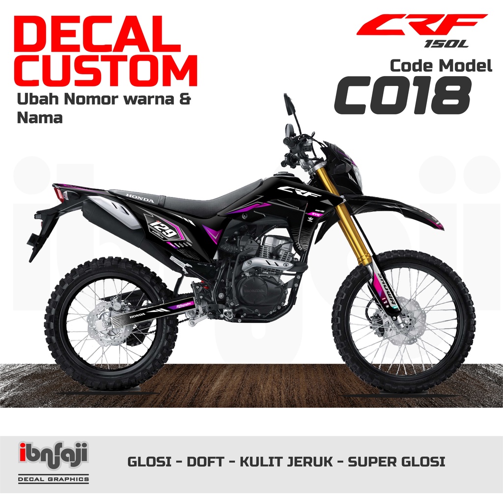 Jual Decal Crf 150 L Ungu Hitam Dekal Full Body Desain Custom C018