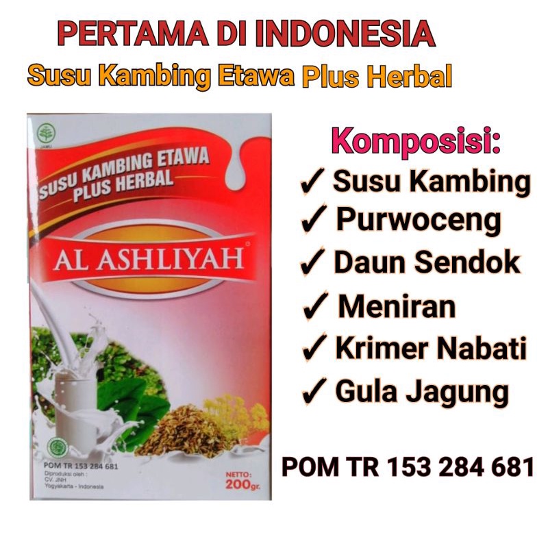 Jual Susu Kambing Etawa Plus Herbal AL ASHLIYAH Original I Susu Kambing