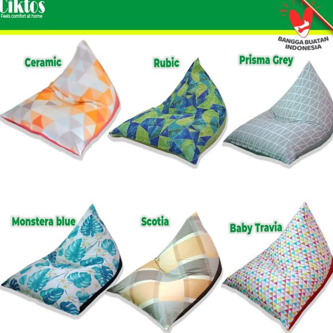 Jual Beanbag Triangle Sudah Termasuk Isi Varian Motif Size S M L Xl