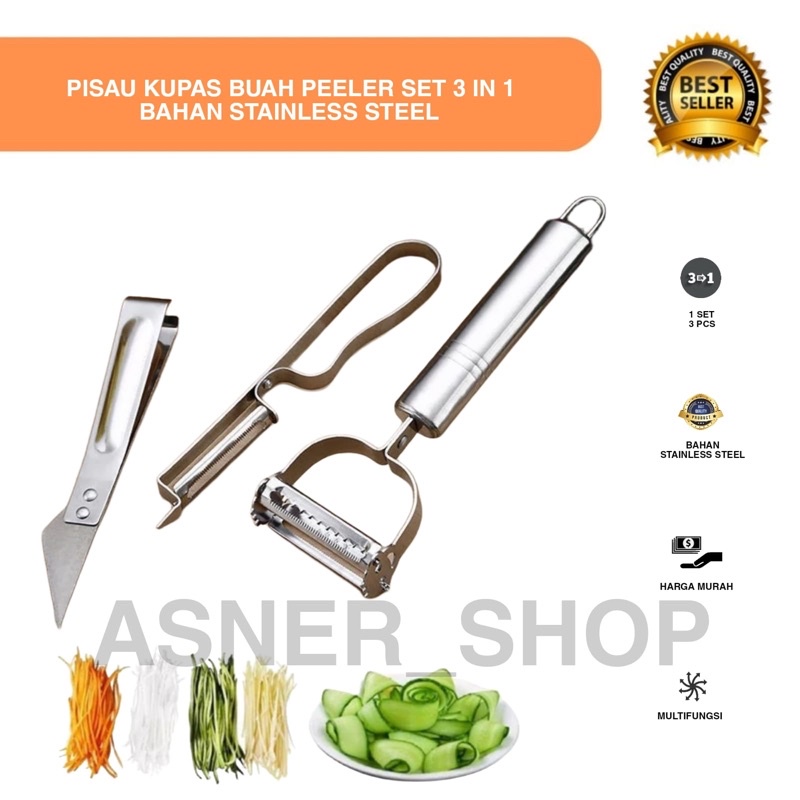 Jual Peeler Pisau Kupas Buah Sayur Set 3in1 Pengupas Kulit 3 In 1 Alat