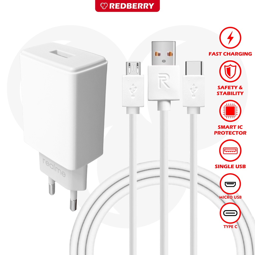 Jual Charger Realme Fast Charging Kabel Data Type C Micro Usb Cas Hp