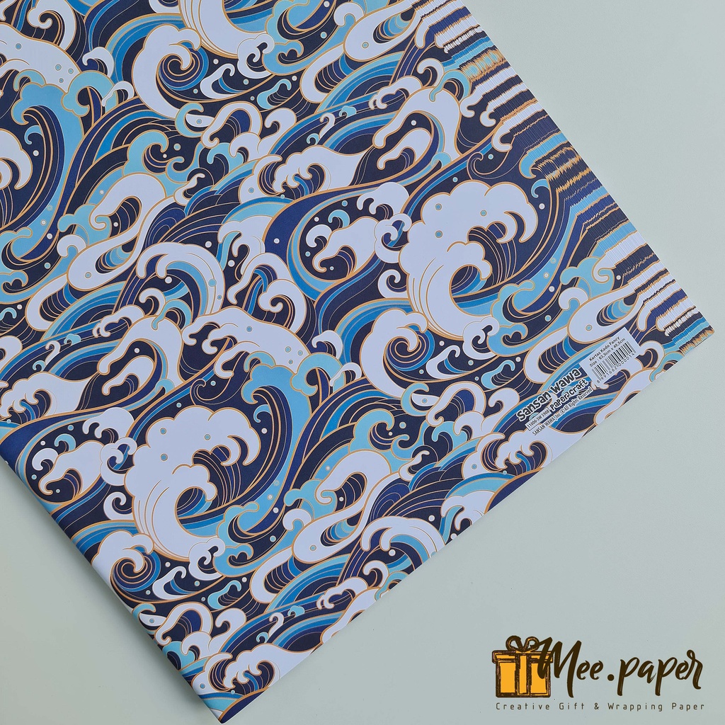 Jual Kertas Kado Sansan Wawa Motif Batik Ombak Bungkus Wrapping