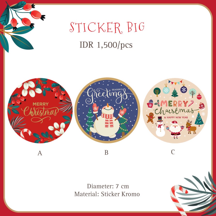 Jual Stiker Bulat Large Tema Natal Design Lucu Untuk Stiker Toples Dan