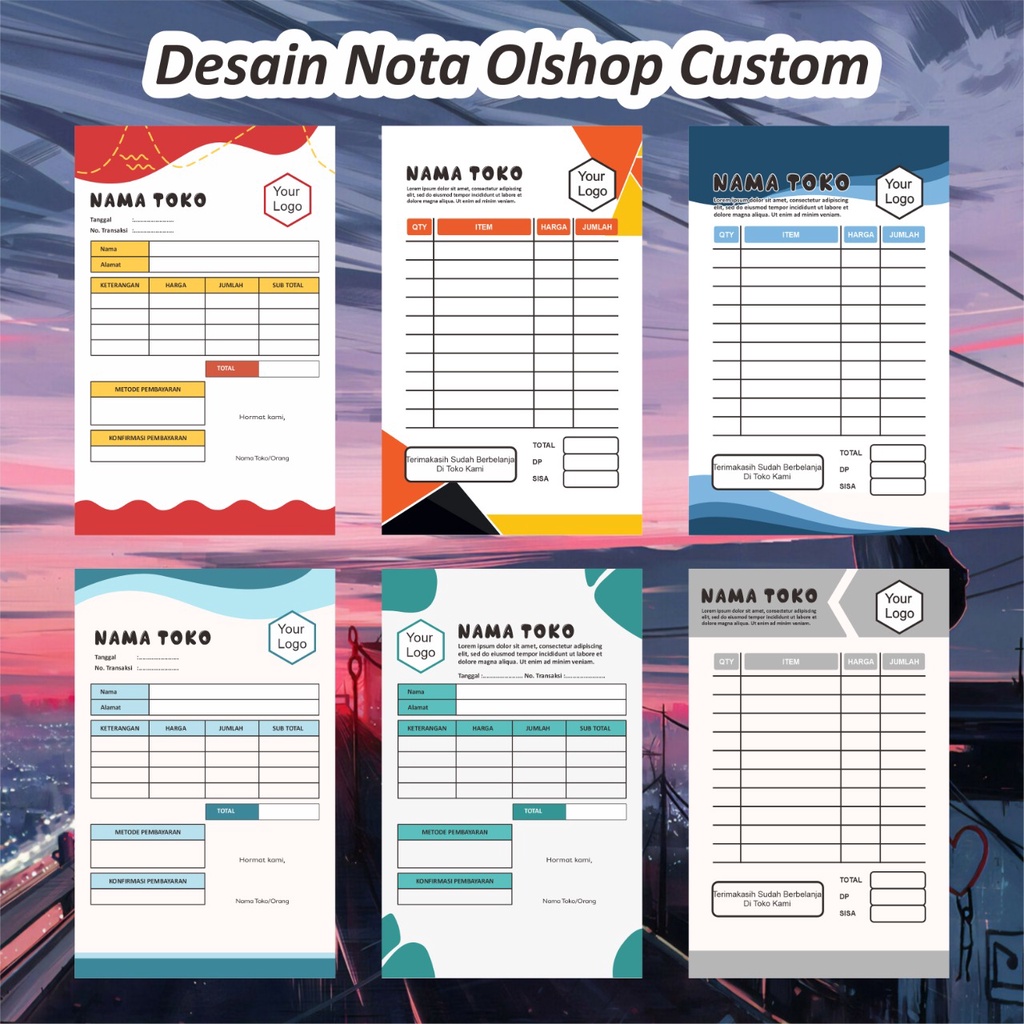 Jual Nota Custom Nota Olshop Nota Toko Nota Usaha Nota 1 Ply