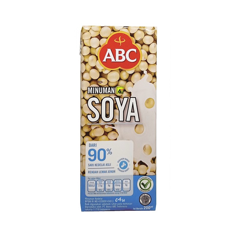 Jual ABC SOYA Minuman Sari Alami Kacang Kedelai Netto 200ml Shopee