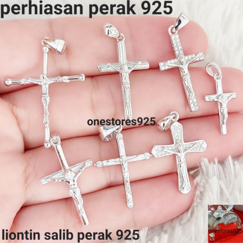 Jual Liontin Salib Yesus Perak Asli 925 Lapis Emas Putih Shopee Indonesia