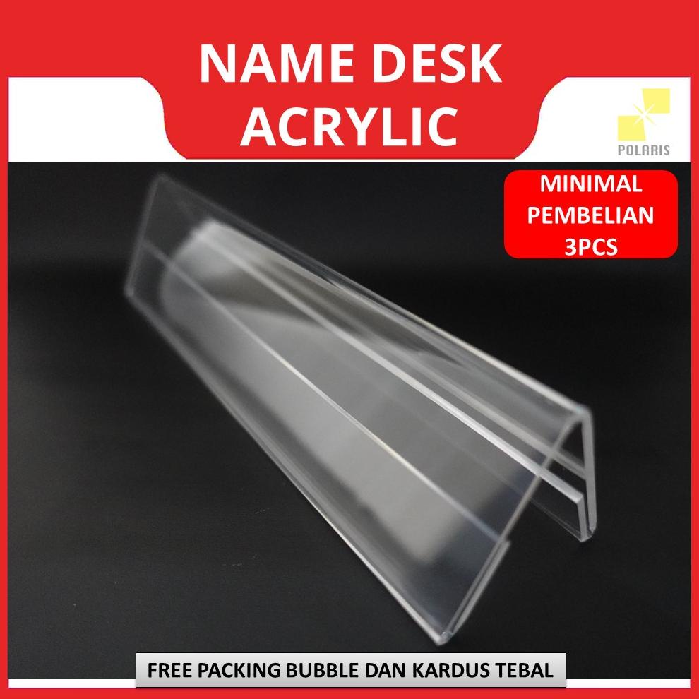 Jual PRODUK NAME DESK ACRYLIC 2 SISI SIGN HOLDER NAME PLATE CLEAR