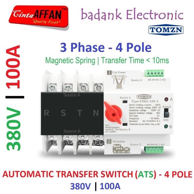 Jual TERMURAH ATS 3 Phase 100A 4P 380V Automatic Transfer Switch Solar