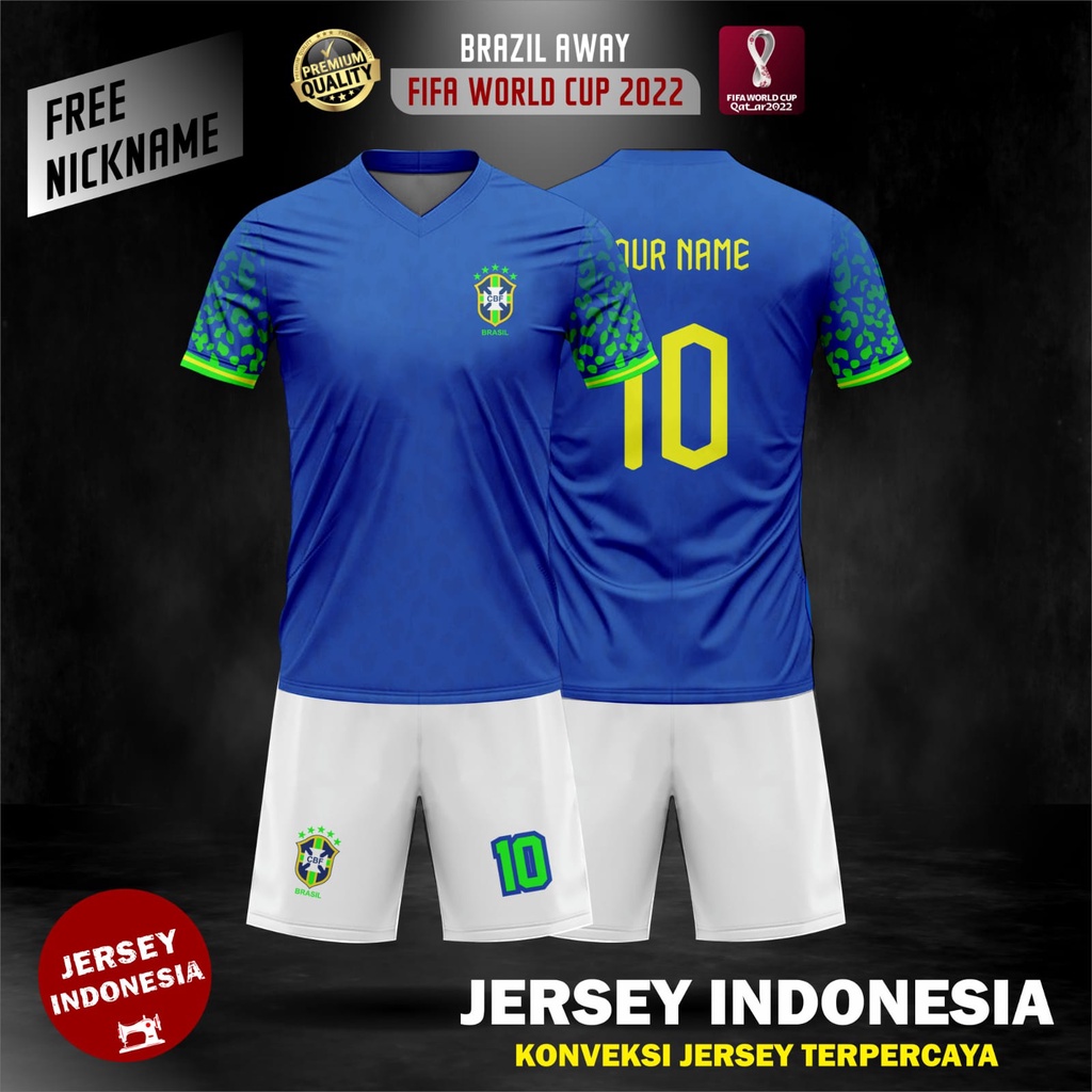 Jual Baju Kaos Jersey Brazil Away Piala Dunia World Cup Qatar Baju