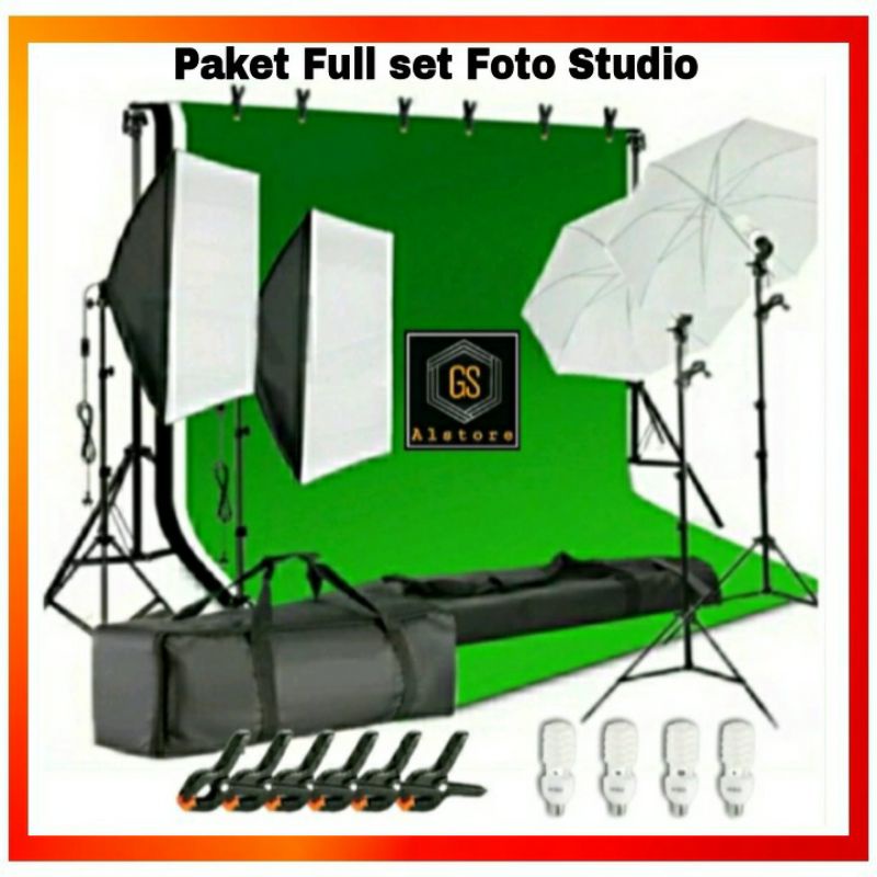 Jual Paket Lengkap Backgroud Foto Studio Backdrop Softbox Lighting