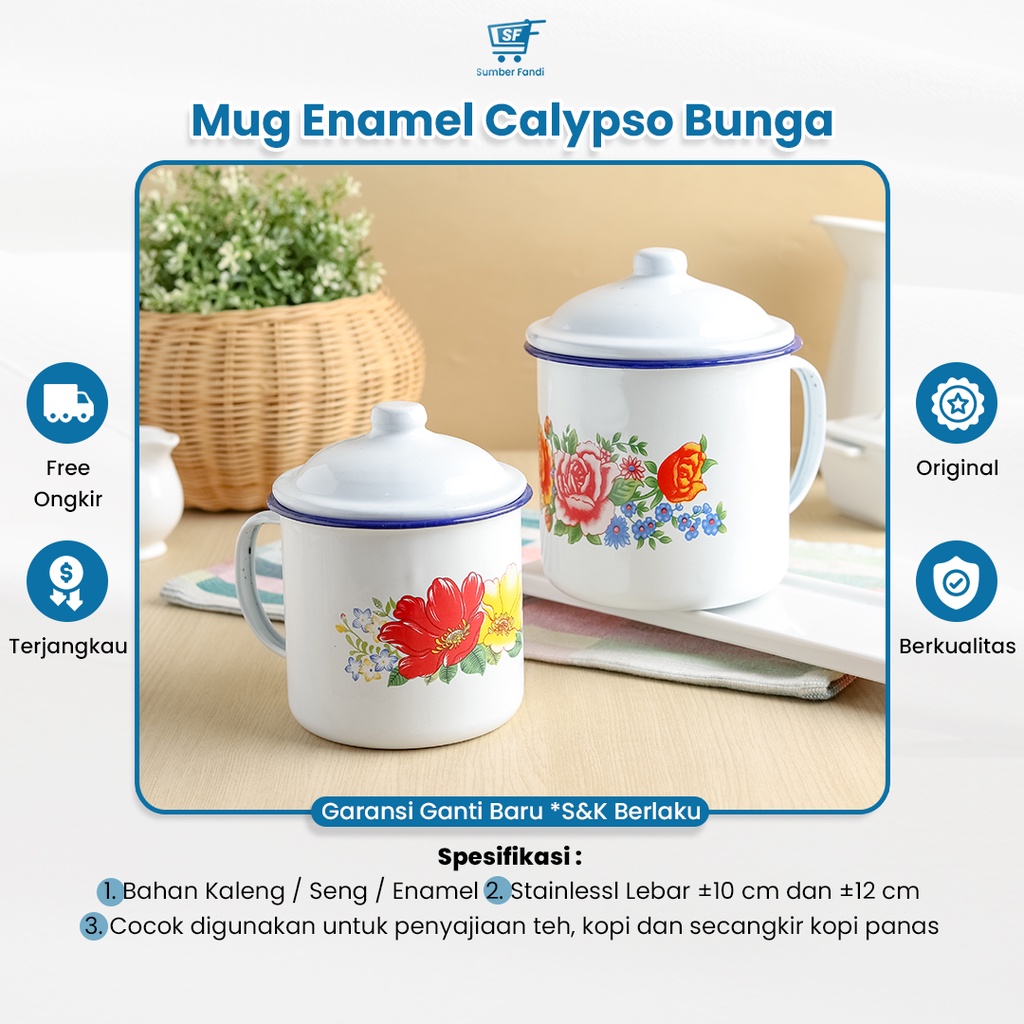 Jual Mug Enamel Tebal Calypso Bunga Cm Dan Cm Sumberfandi Store