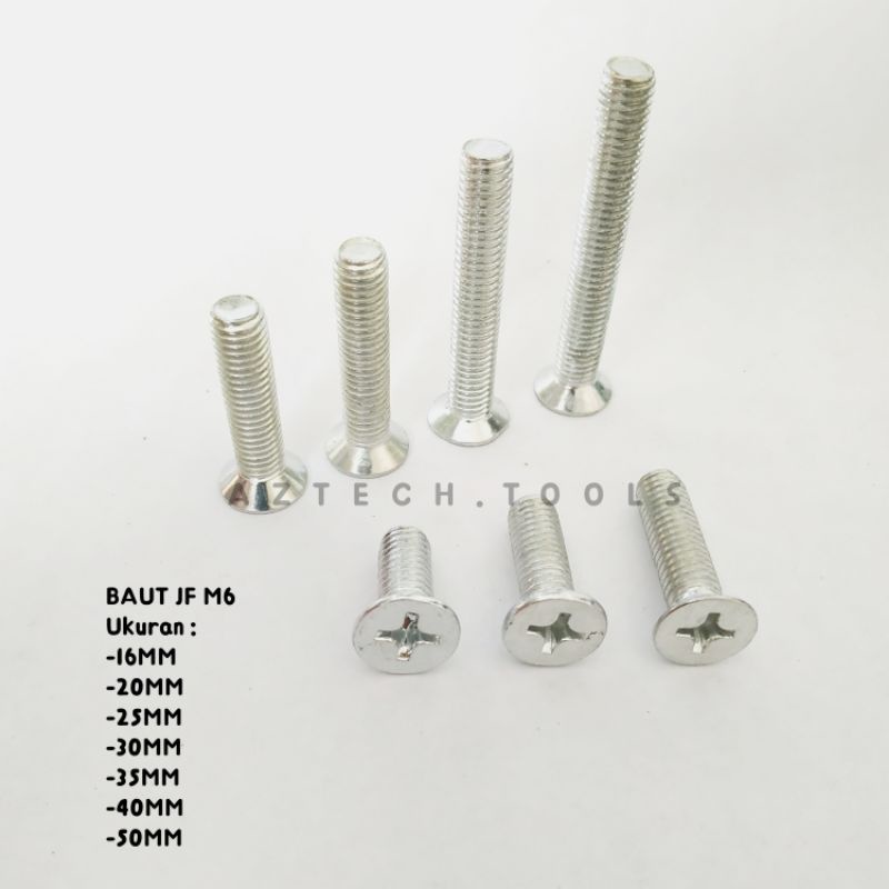 Jual Baut JF Sekrup Flat Skrup Machine Screw Mur Jf Galvanis