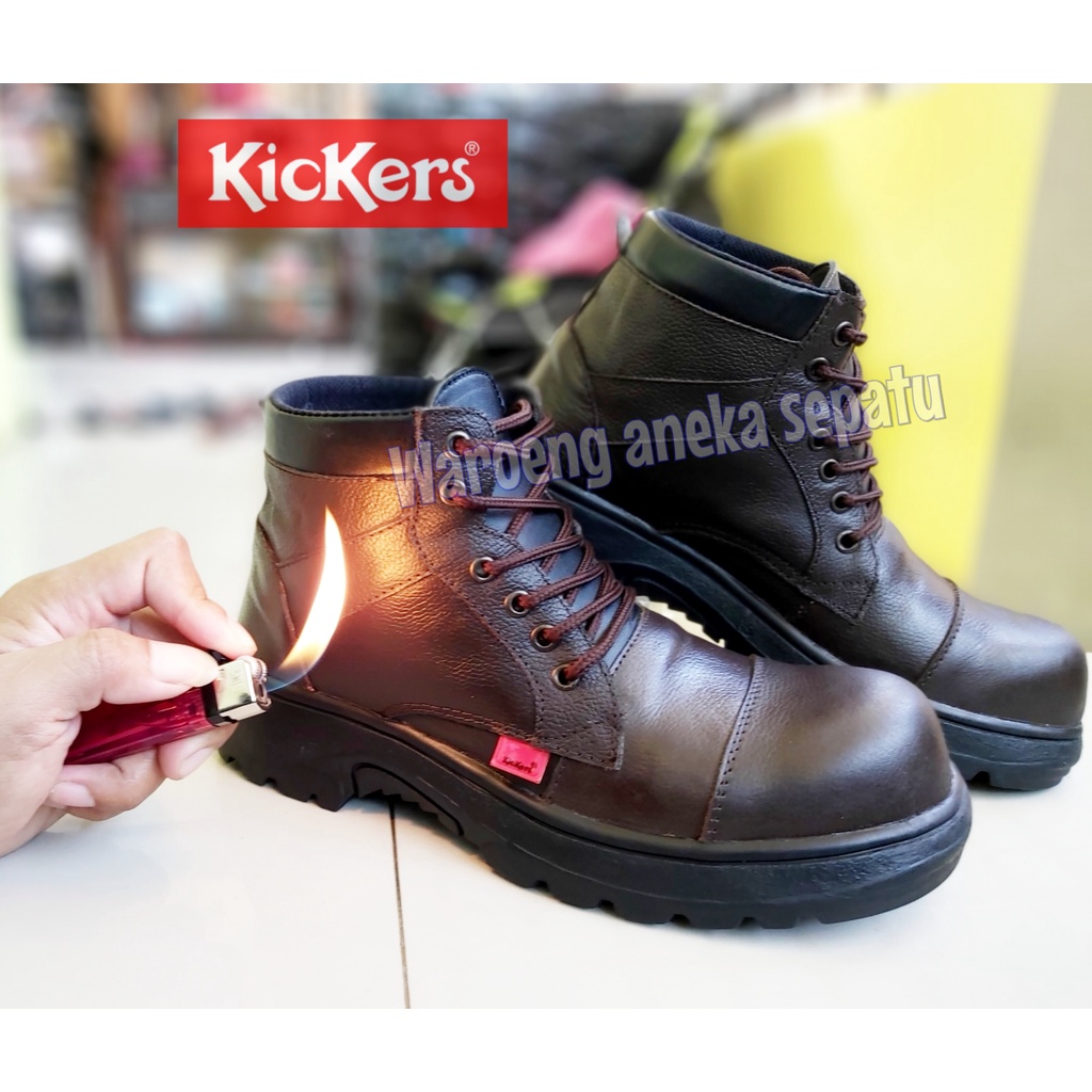 Jual Sepatu Safety Boots Pria Tali Kickers Komando Kulit Boot Savety