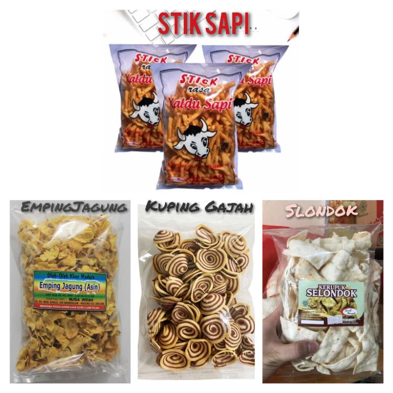 Jual Aneka Snack Stik Sapi Slondok Emping Jagung Kuping Gajah