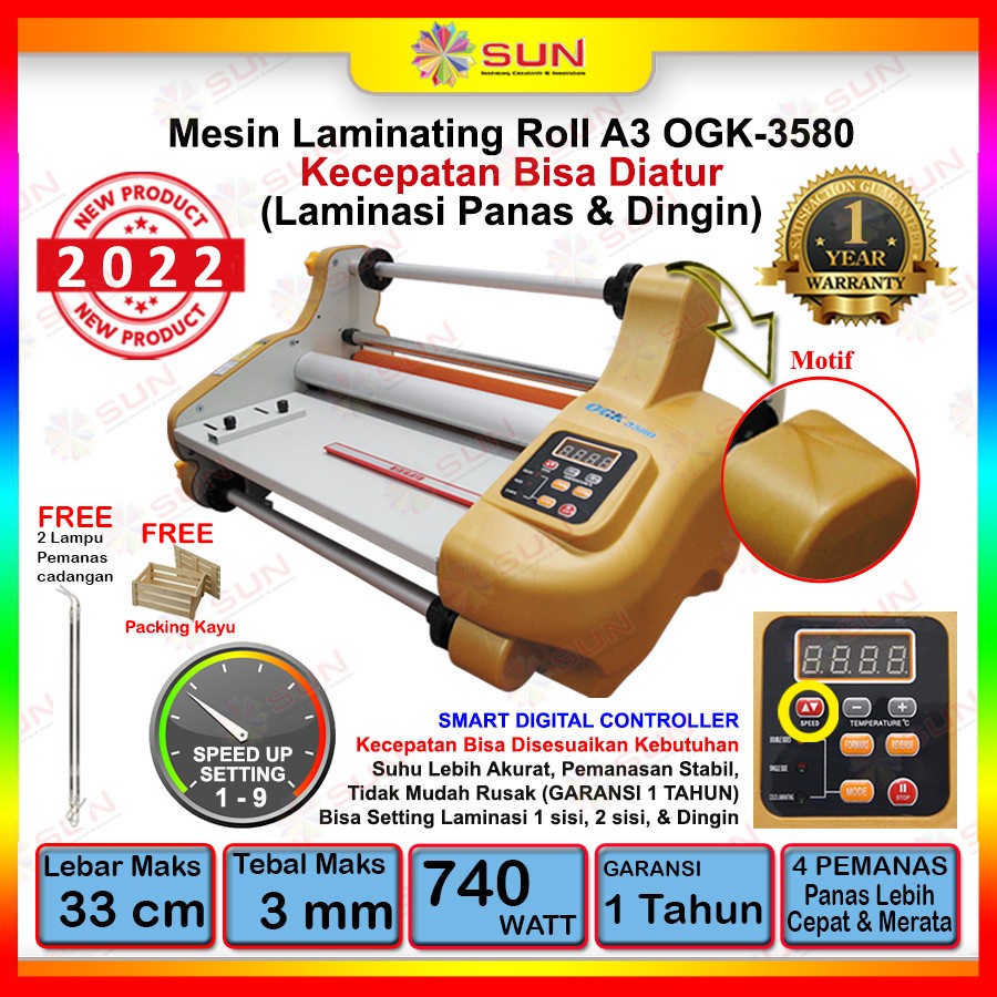 Jual Mesin Laminasi Laminating Roll A3 FM3510 FM OGK3580 Hot