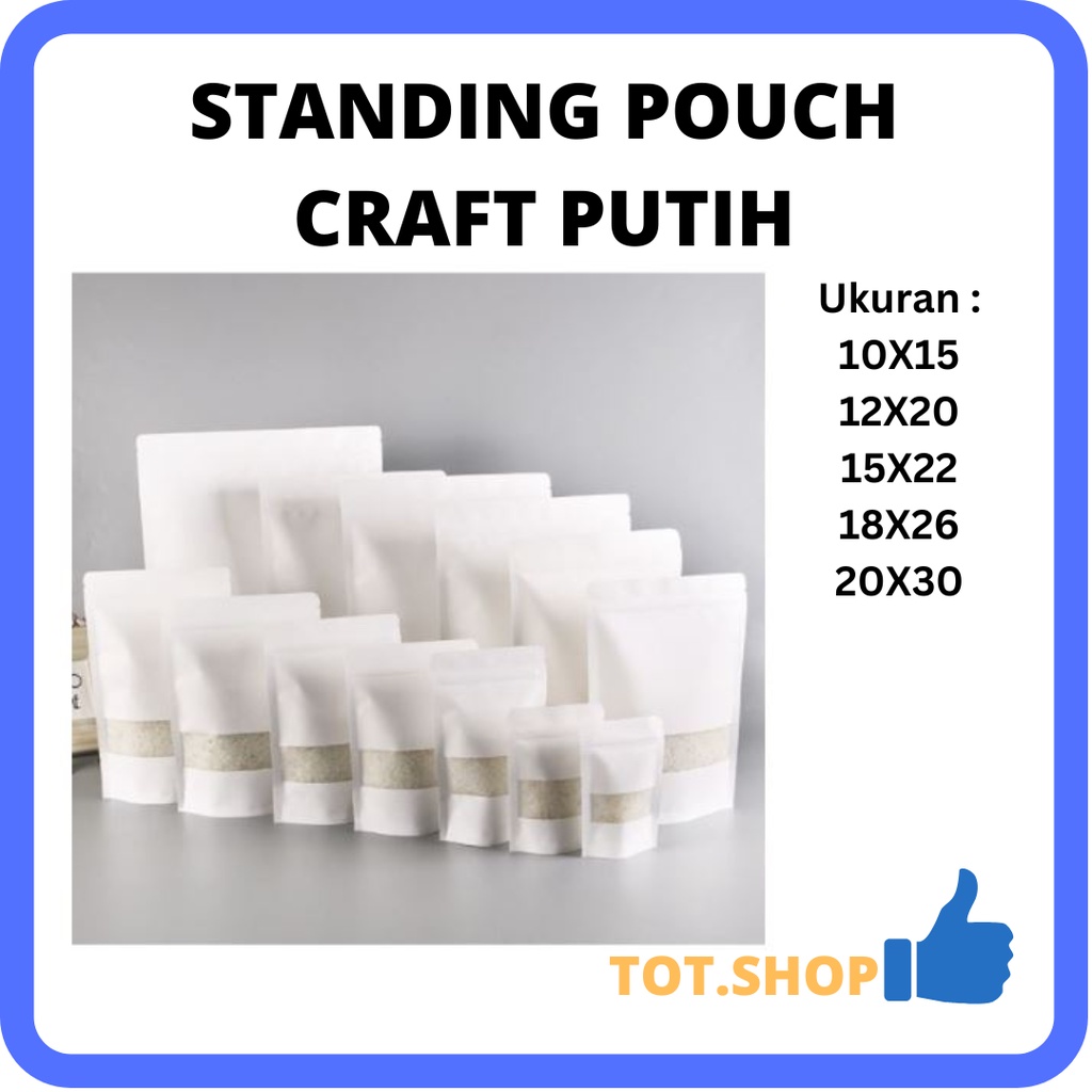 Jual Standing Pouch Paper Craft Putih Ziplock Bag Paper Putih