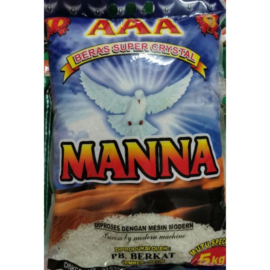 Jual Beras Super Crystal MANNA 5Kg 25Kg Produksi PB BERKAT Jember