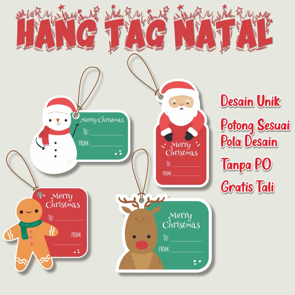 Jual Hang Tag Natal Hangtag Christmas Bisa Custom Potong Sesuai Pola