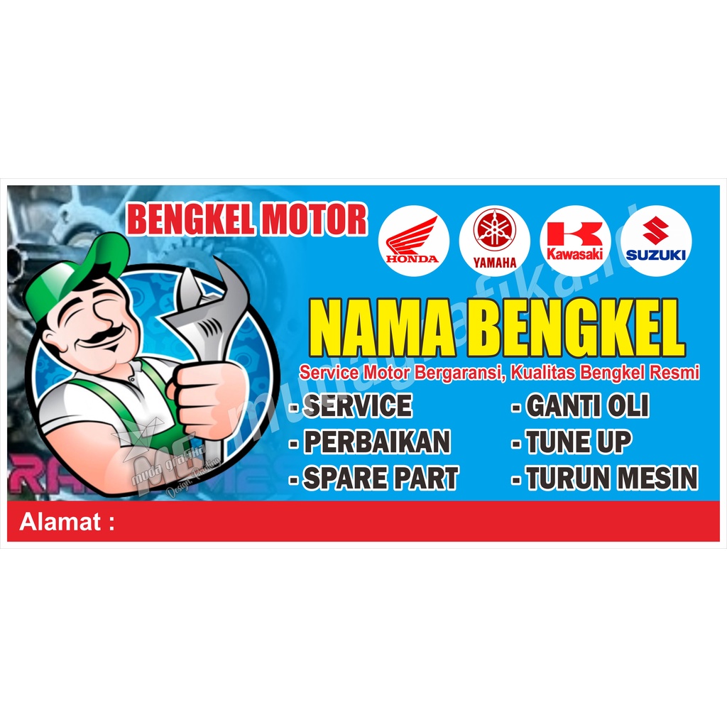 Jual Spanduk Bengkel Motor Banner Bengkel Motor 200x100 Shopee