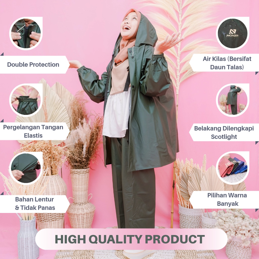 Jual Jas Hujan MONZA Bahan Pvc Tebal Dan Lentur Jas Hujan Raincoat