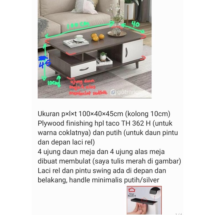 Jual Meja Tamu Kopi Minimalis Modern Hpl Dengan Penyimpanan Storage