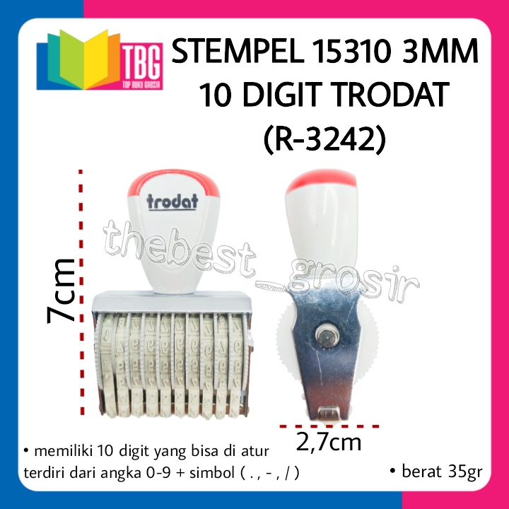 Jual 1 PCS STEMPEL 15310 3MM 10 DIGIT TRODAT R 3242 STAMP ANGKA