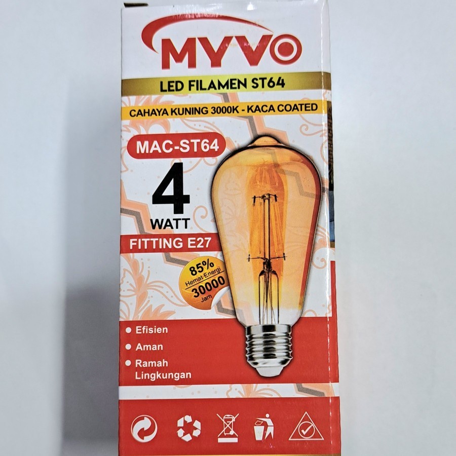 Jual LAMPU LED PIJAR MYVO 4 WATT LED FILAMEN CAHAYA KUNING ORIGINAL