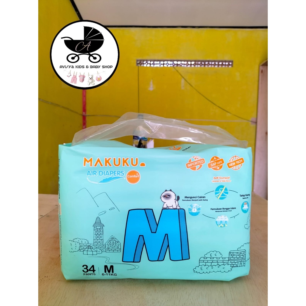 Jual MAKUKU 1 PACK M34 SAP Air Diapers Comfort Popok Bayi Makuku