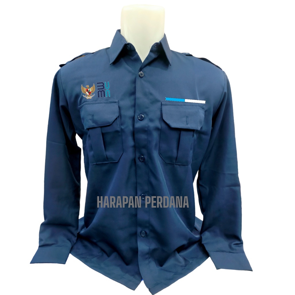 Jual Seragam Kemeja PDH Kantor BUMN Lengan Panjang Biru Navy Dongker