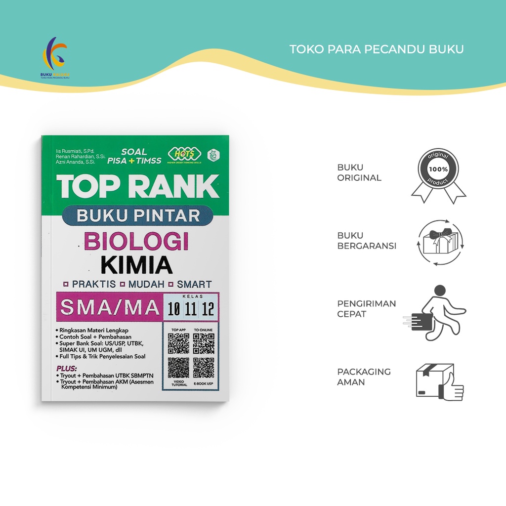 Jual Buku Pelajaran SMA Top Rank Buku Pintar Biologi Kimia SMA MA