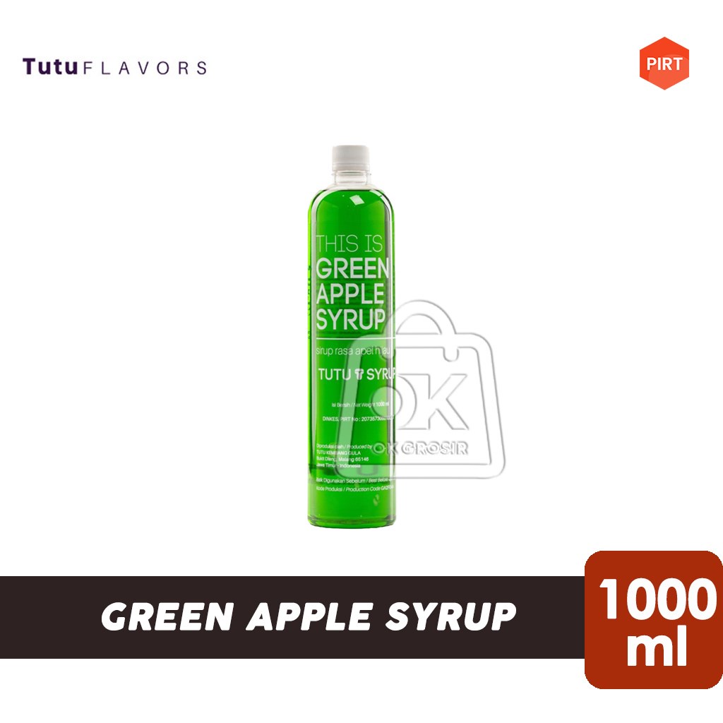 Jual Tutu Green Apple Syrup Sirup Apel Hijau Botol Plastik 1000ml