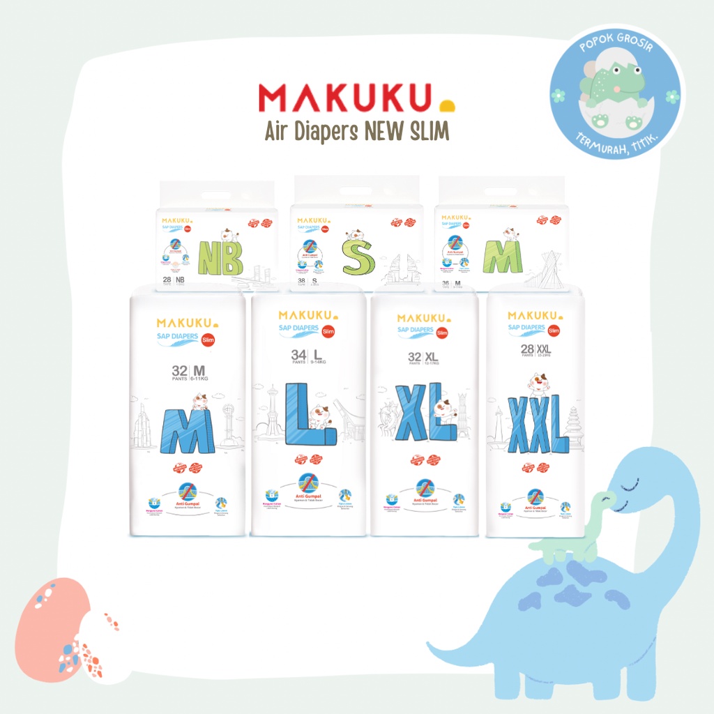 Jual MAKUKU SAP Diapers NEW Slim Shopee Indonesia