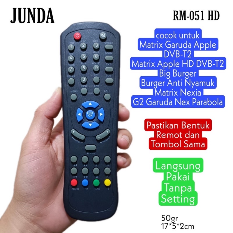 Jual Remote JUNDA RM 051 Cocok Untuk Reciever Dan SET TOP BOX STB DVB