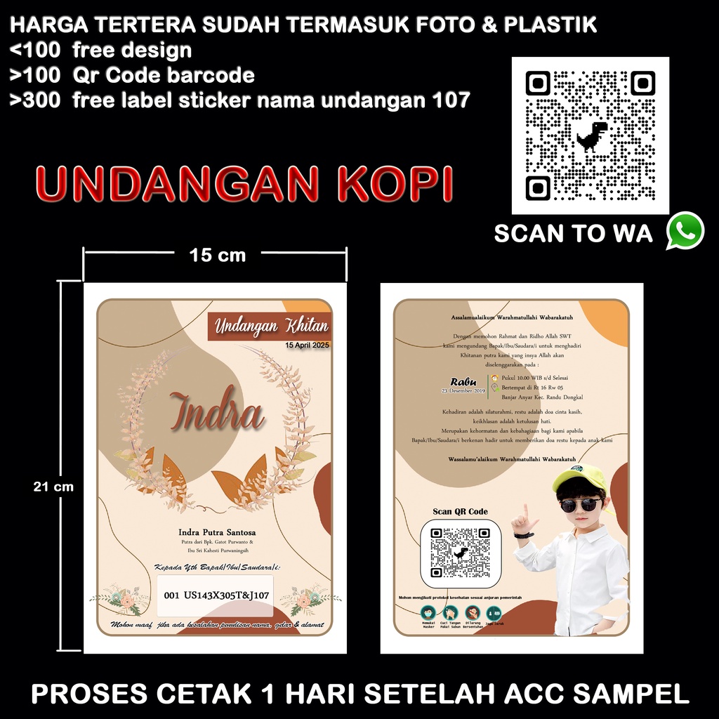 Jual Undangan Sunat Kopi Design Free Label Pembelian Undangan