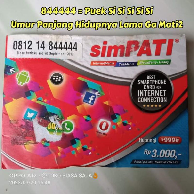 Jual Nomor Cantik Simpati Panca 44444 Hoki Shopee Indonesia