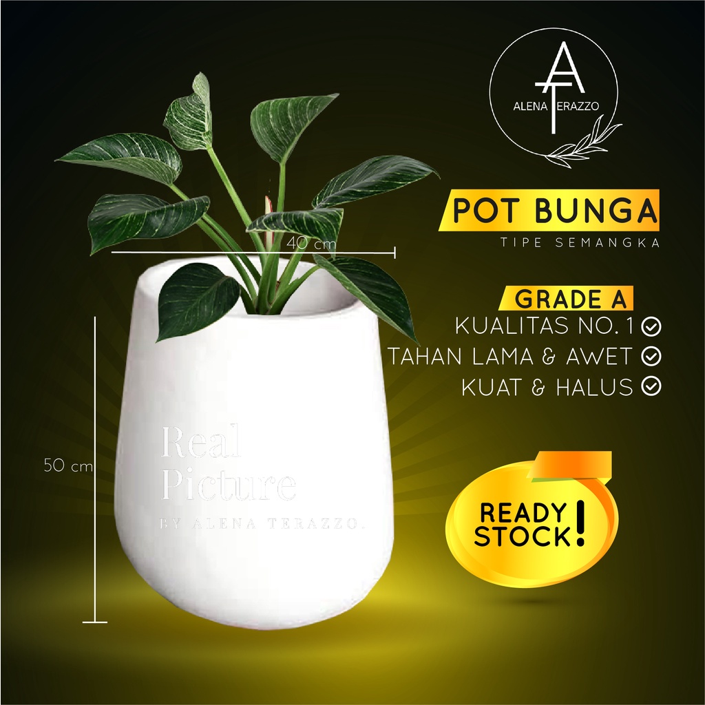 Jual Pot Taman Gentong Minimalis Cantik Dan Unik Teraso Putih Alena