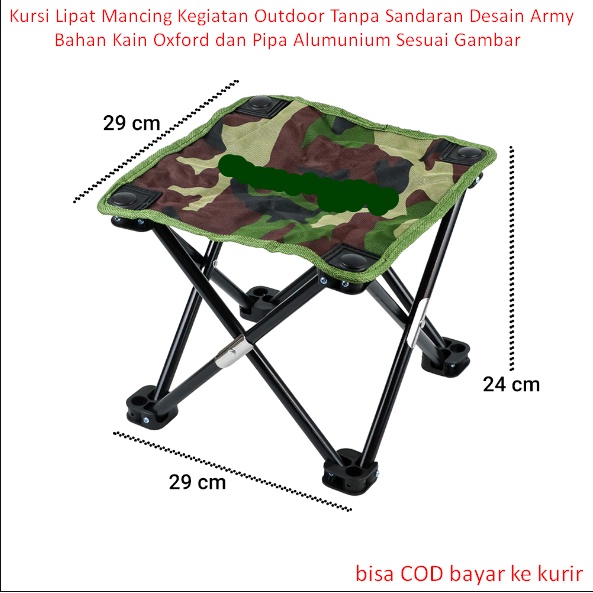 Jual Kursi Lipat Mancing Kegiatan Outdoor Tanpa Sandaran Desain Army