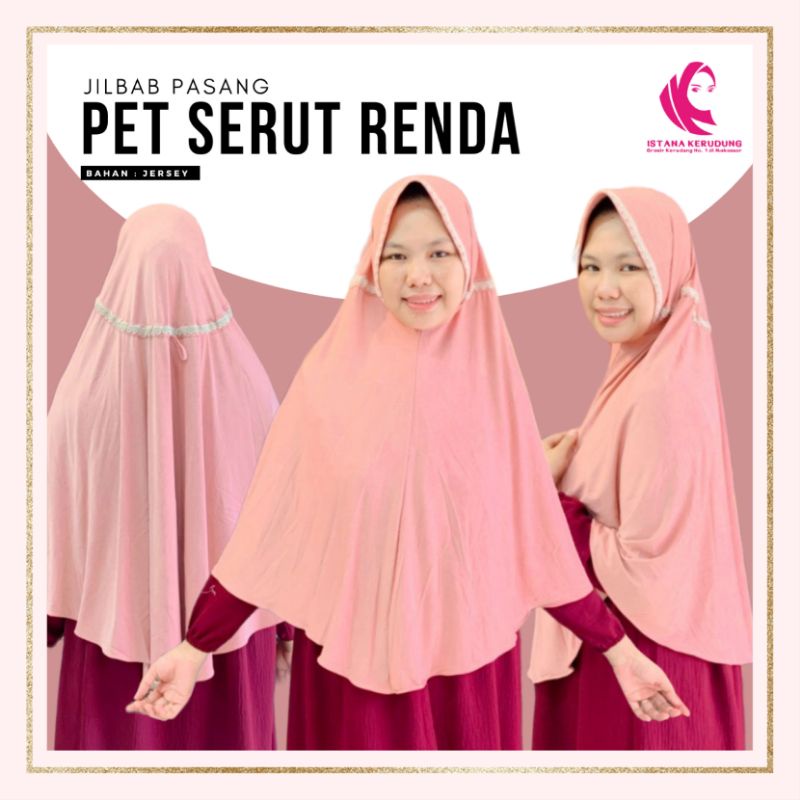 Jual JILBAB PASANG PET SERUT RENDA ISI 5 PCS Shopee Indonesia