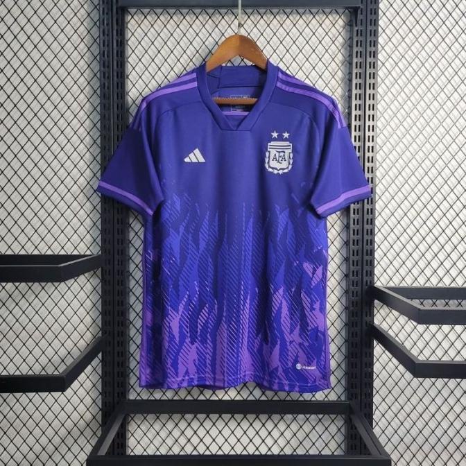 Jual JERSEY ARGENTINA AWAY UNGU WORLD CUP PIALA DUNIA QATAR 2022 GRADE