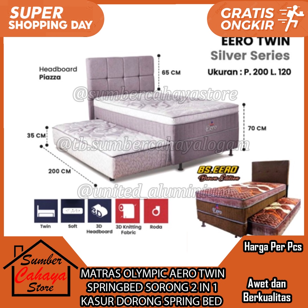 Jual MATRAS OLYMPIC AERO TWIN SPRINGBED SORONG 2 IN 1 KASUR DORONG