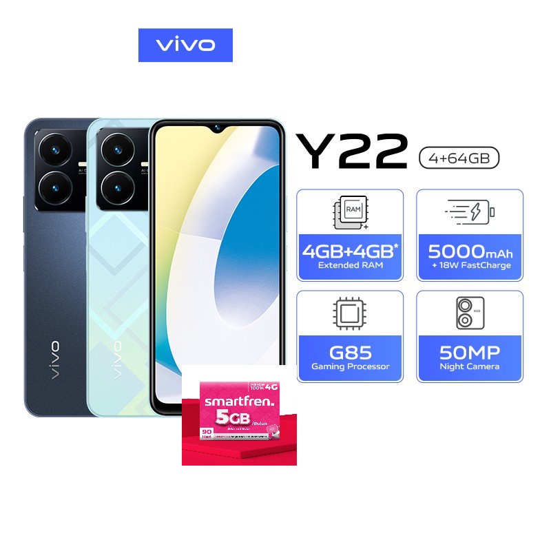 Jual Vivo Y22 4 64 6 128GB Helio G85 50MP Camera Splash