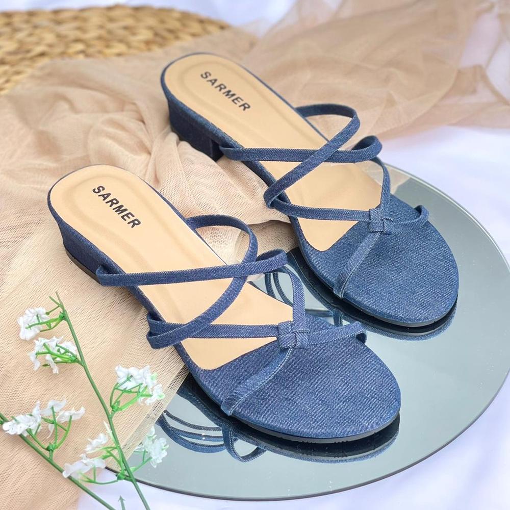 Jual Produk Sarmer Sabella Denim Heels Navy Shopee Indonesia