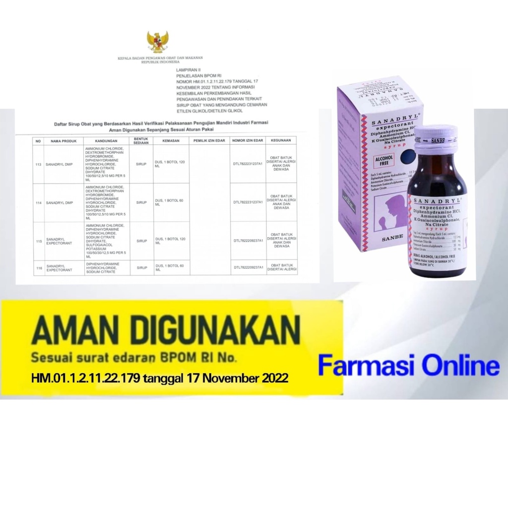 Jual Sanadryl Expectorant Syrup Ml Shopee Indonesia