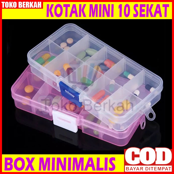 Jual Box Kotak Obat 10 Sekat Mini Plastik Minimalis Obatan Apotek